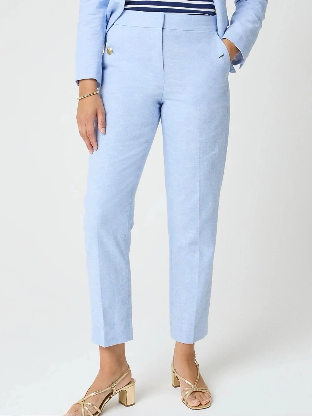 J. Crew Linen Blend Sailor Ankle Pants Light Blue size 8